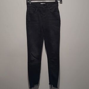 Good American sz 00 black jeans raw hem waist 24 WJ114